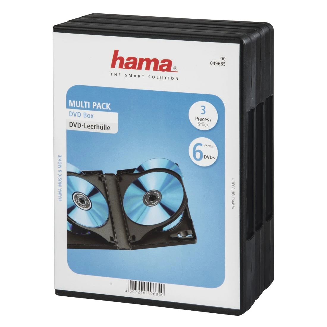 DVD-Leerhülle 6 Box, 3er-Pack, Schwarz | Hama
