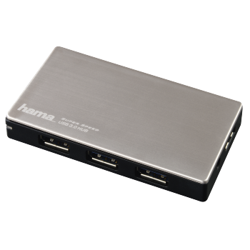 00054544 Hama USB 3.0 Hub 1:4, mit Ladefunktion und Netzteil HAMA USB 3.0 Hub 1:4 mit Ladefunktion und Netzteil, silber