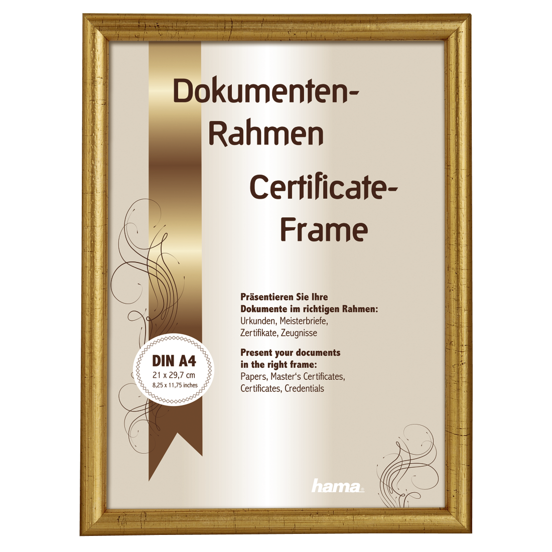 00064712 Hama Oregon Wooden Frame Gold 21 X 29 7 Cm Din A4