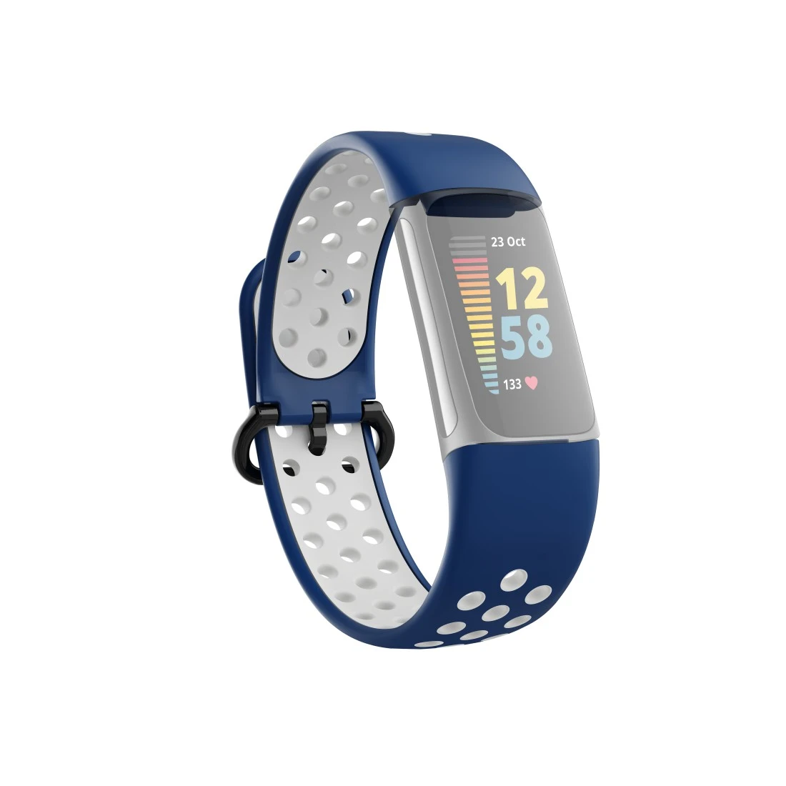 Sportarmband für Fitbit Charge 5, atmungsaktives Uhrenarmband, D.blau/Grau  | Hama