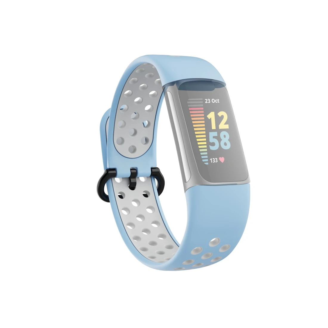 Sportarmband für Fitbit Charge 5, atmungsaktives Uhrenarmband, H.blau/Grau  | Hama
