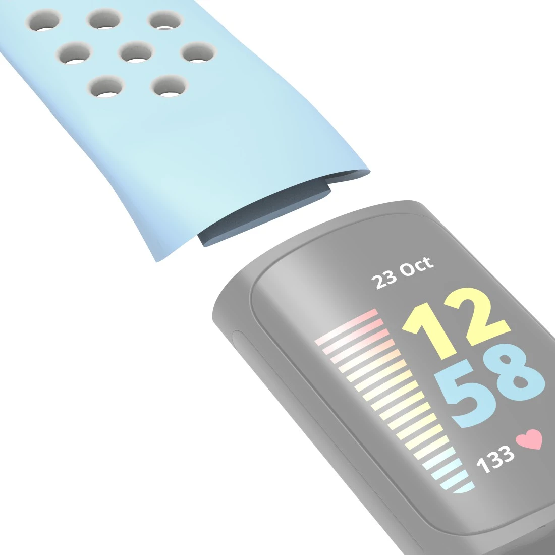 Sportarmband für Fitbit Charge 5, atmungsaktives H.blau/Grau Hama Uhrenarmband, 