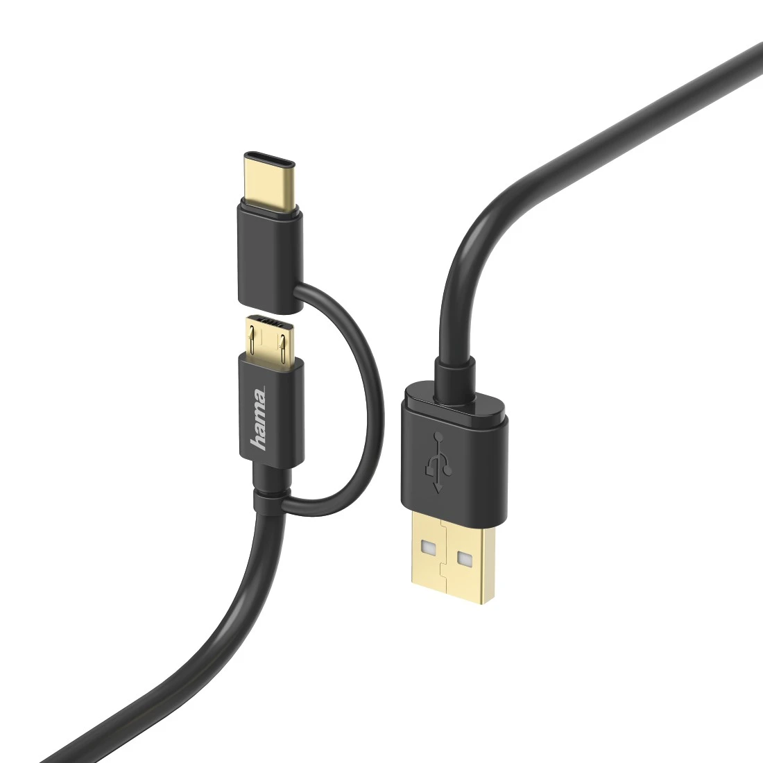 2in1-Micro-USB-Kabel mit USB-Type-C-Adapter, 1 m, Schwarz | Hama