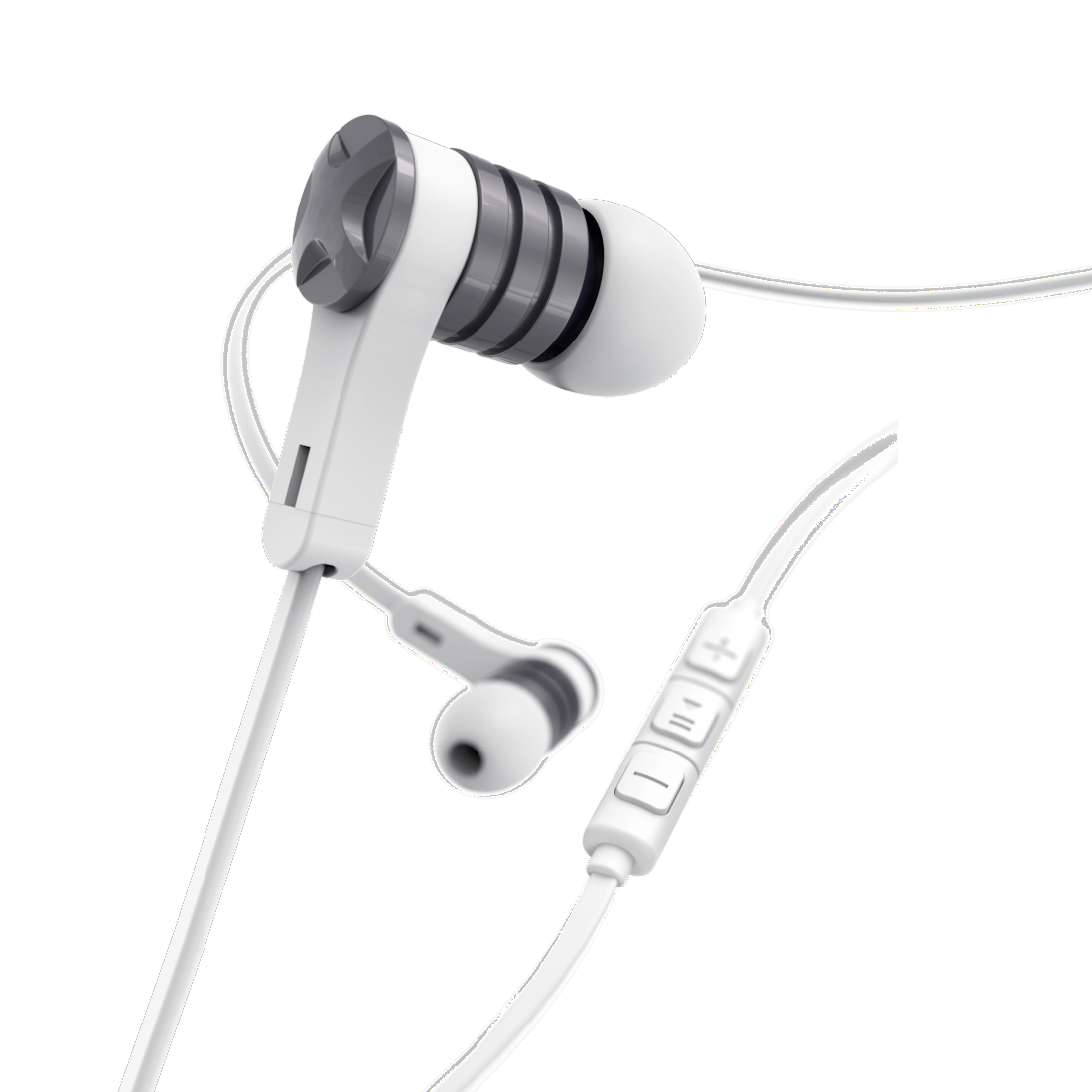 Kopfhörer "Intense", In-Ear, Mikrofon, Flachbandkabel, Weiß/Grau | Hama