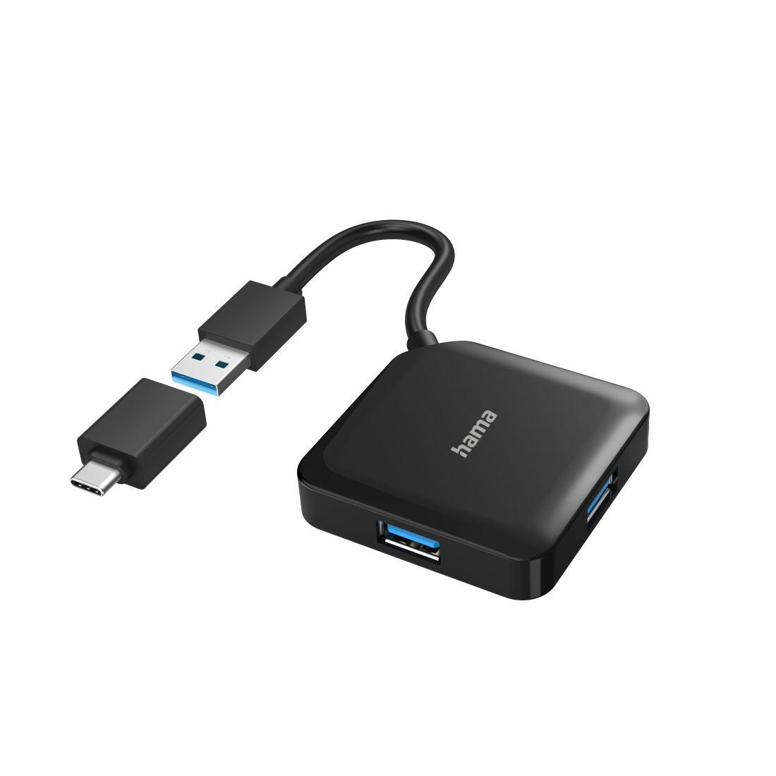 USB-Hub, 4 Ports, USB 3.2 Gen1, 5 Gbit/s, inkl. USB-C Adapter | Hama