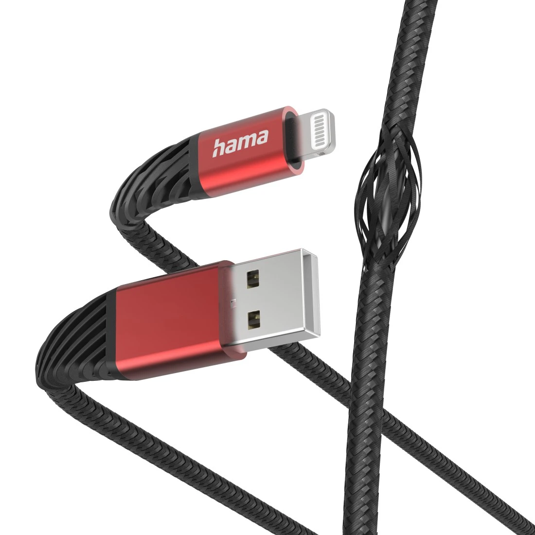 Ladekabel "Extreme", USB-A - Lightning, 1,5 m, Nylon, f. iPhone, Schw./Rot  | Hama