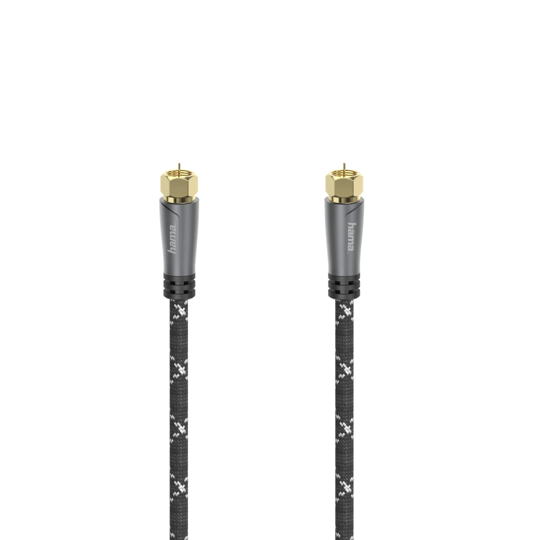 SAT-Anschlusskabel, F-Stecker - F-Stecker, Metall, vergoldet, 5,0 m, 120 dB  | Hama
