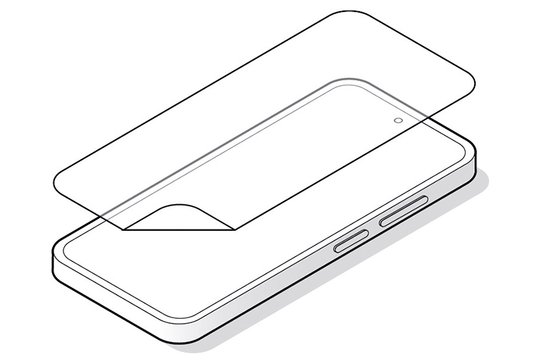 Infografik eines Smartphones mit Displayschutz.