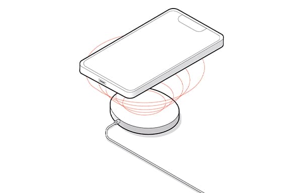 Illustration Funktionweise von Handy laden ohne Kabel