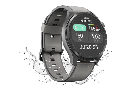 Die robuste Sport- und Lifestyle-Uhr ist mit Wasserspritzern in Kontakt